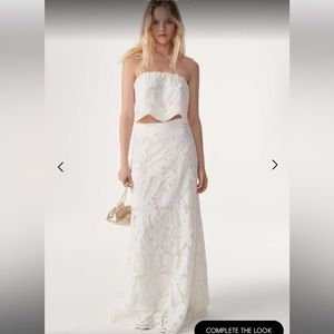 ba&sh White Lace Strapless Dress
